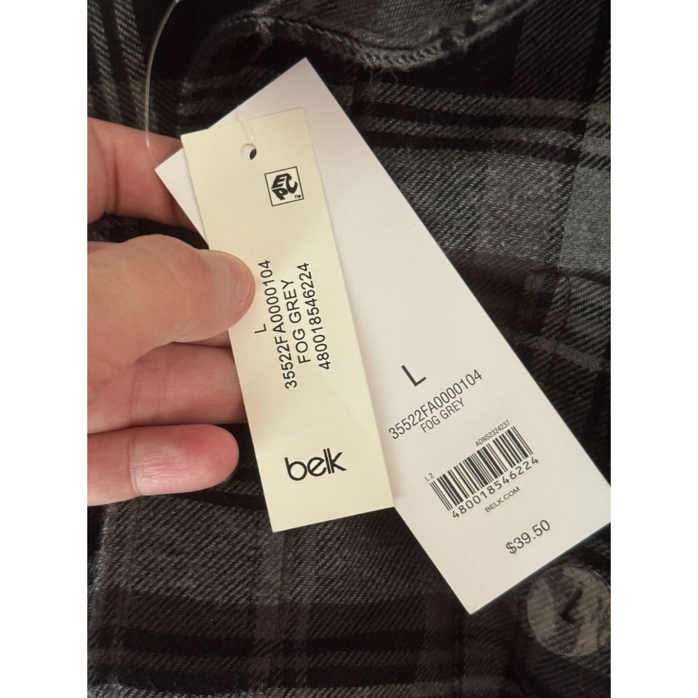 Saddlebred Classic Fit Plaid Flannel Shirt Womens Large Fog Grey Button Down NWT - Picture 6 of 8